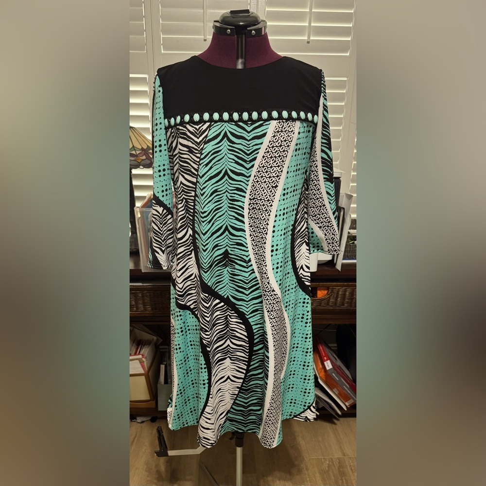 Black and Teal Patterned Dress